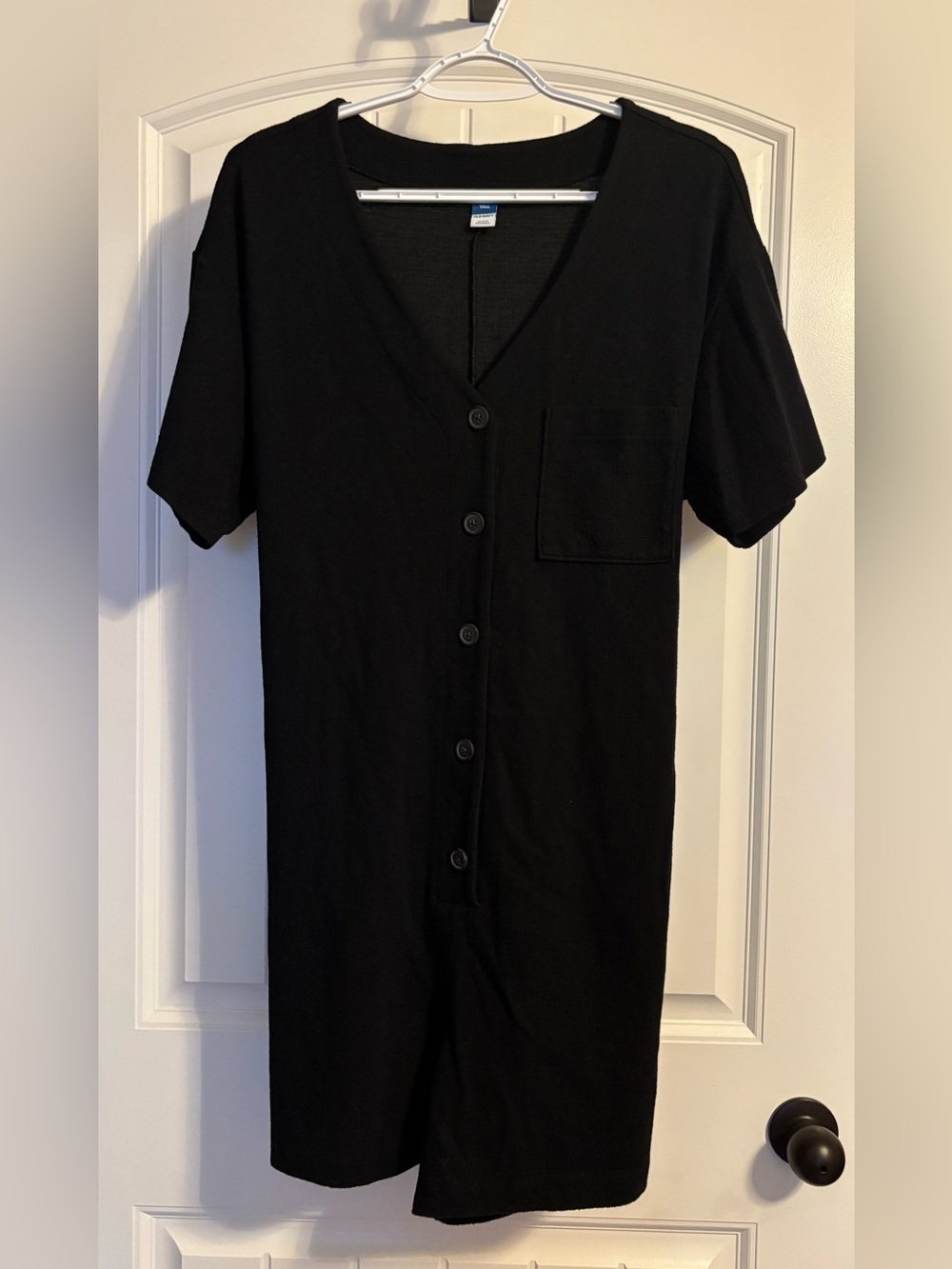 Old Navy Black Short-Sleeve Button Front Jumpsuit